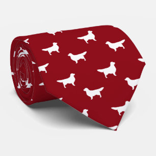 Weiße goldene Retriever Silhouette Pattern Rot Krawatte