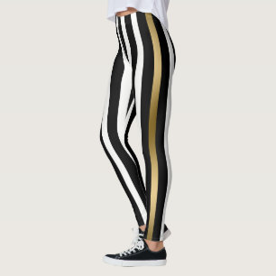 Weiße, goldene und schwarze Streifen Leggings