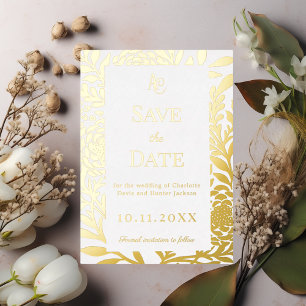 Weiße Goldhochzeit Save the Date Folienkarte Folieneinladung