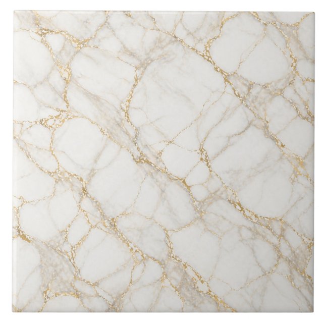 Weiße Goldmarmor Nahtlose Luxus Textur Fliese (Vorderseite)