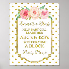 Weiße Goldpunkte dekorieren ein Blockspiel-Zeichen Poster