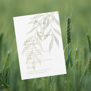 Weiße Goldtext-Grün-Moderne-Brautparty Einladung