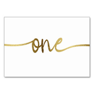 Weiße Goldtext Nummer Eins Hochzeit Tischnummer