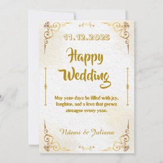 Weiße Goldverzierte Rahmen Hochzeits-Einladung Einladung