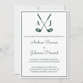 Weiße Golf-Hochzeit Einladung