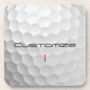 Weiße Golfball-Textur mit Namen und Nummer Getränkeuntersetzer
