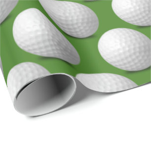 weiße Golfbälle auf Grün Geschenkpapier
