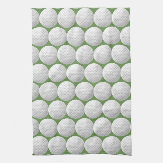 weiße Golfbälle auf Grün Geschirrtuch (Vertikal)
