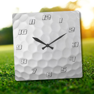 Weiße golfballstruktur mit dimpeln quadratische wanduhr