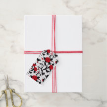Weiße Gothic-Geschenkanhänger mit roten Rosen und