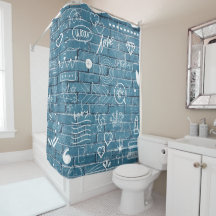 Weiße Graffiti an der blauen Wand Moderne Textkuns