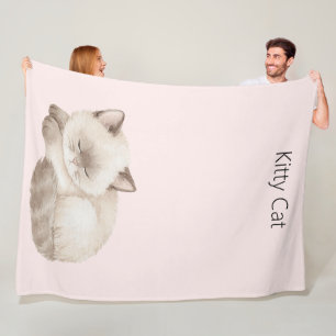 Weiße Graue Kitty Katze Fleecedecke