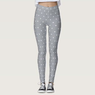 Weiße graue Leggings des Polkapunktmusters für