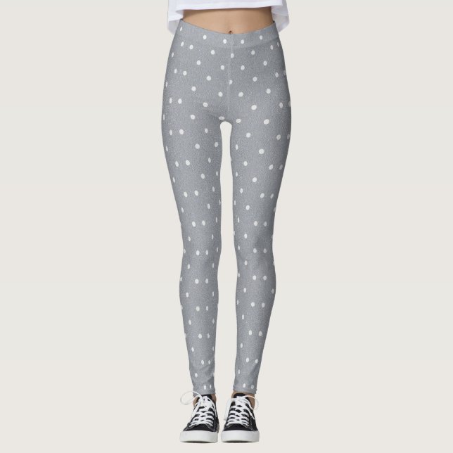 Weiße graue Leggings des Polkapunktmusters für (Vorderseite)