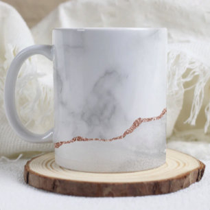 Weiße graue Marmor Achat Rosen Gold Glitter  Kaffeetasse