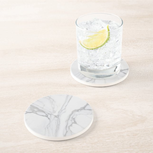 Weiße graue Marmor-Minimal-Elegant-Untersetzer Getränkeuntersetzer (Seite)