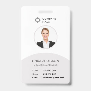 Weiße graue Mitarbeiter-Foto-ID Firmenlogo elegant Ausweis