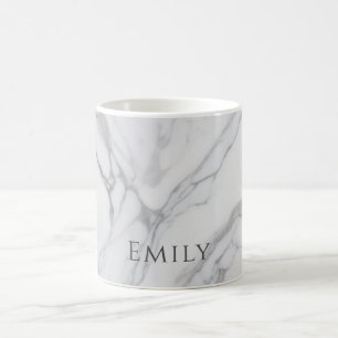 Weiße graue personalisierte Marmortextur Kaffeetasse