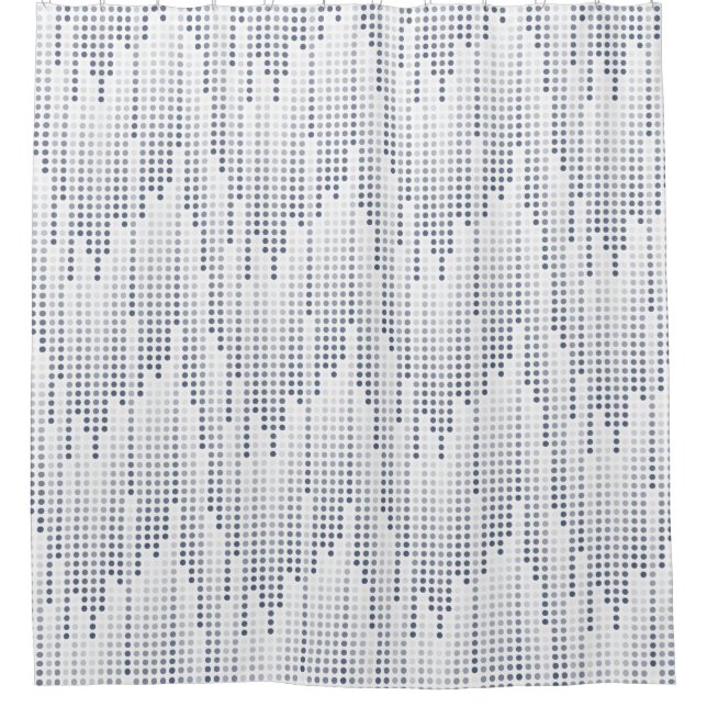 Weiße graue Polka-Punktmatrix Duschvorhang (Vorderseite)