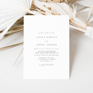 Weiße graue Schrift Hochzeit Einladung