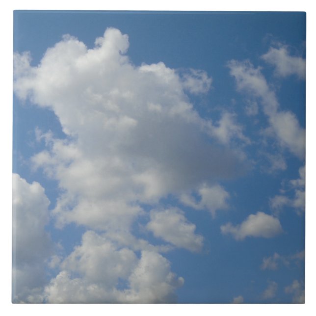 Weiße/graue Wolken und Blauer Himmel Foto Tile Fliese (Vorderseite)