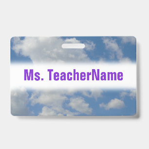 Weiße/Graue Wolken und blauer Himmel + Lehrername Ausweis