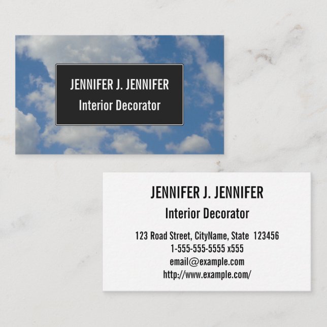 Weiße/graue Wolken und Blue Sky Business Card Visitenkarte (Vorne/Hinten)