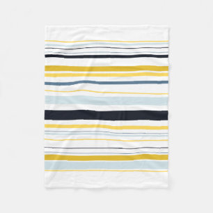 Weiße graugelbe Marineblau Streifen Fleecedecke