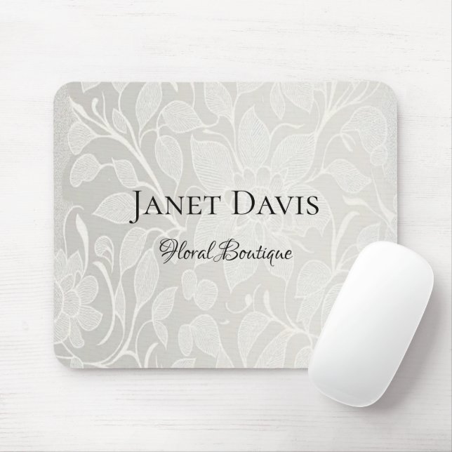 Weiße gravierte Blumen Silber Mousepad (Mit Mouse)