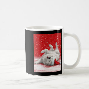 Weiße Great Pyrenees Rotes Weihnachten Langarm Kaffeetasse