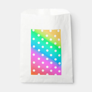 Weiße Greiftasche/Regenbogen und Polka-Punkte Geschenktütchen