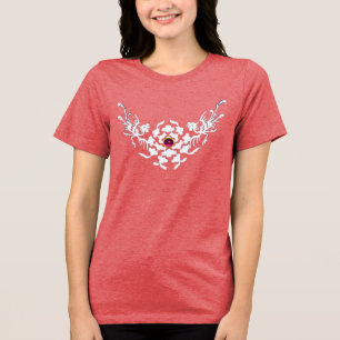 WEISSE GRIFFINEN UND BLUME MIT PINK RUBY GEM Tri-Blend SHIRT