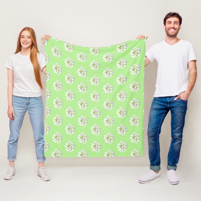 Weiße große Blume Muster Kust. Fleecedecke. Fleecedecke (Beispiel)