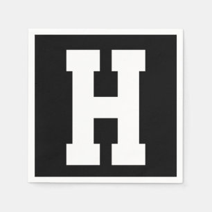 Weiße große moderne Initiale   Schwarz Serviette