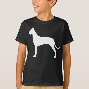 Weiße großer Däne-HundeSilhouette-große Grafik T-Shirt