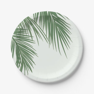 Weiße Grüne Elegante Tropische Palmenblätter Hochz Pappteller