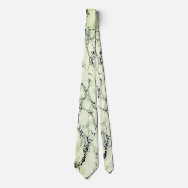 Weiße grüne Marmorplatte Stone Neck Tie Krawatte (Vorderseite)