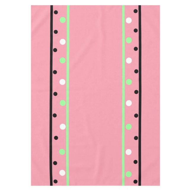 Weiße grüne Polka Dots Pink Tischdecke (Vorderseite)