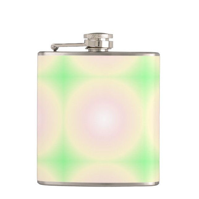 Weiße grüne Rose Weißes 3D-Lichtbogenmuster Flachmann (Vorderseite)