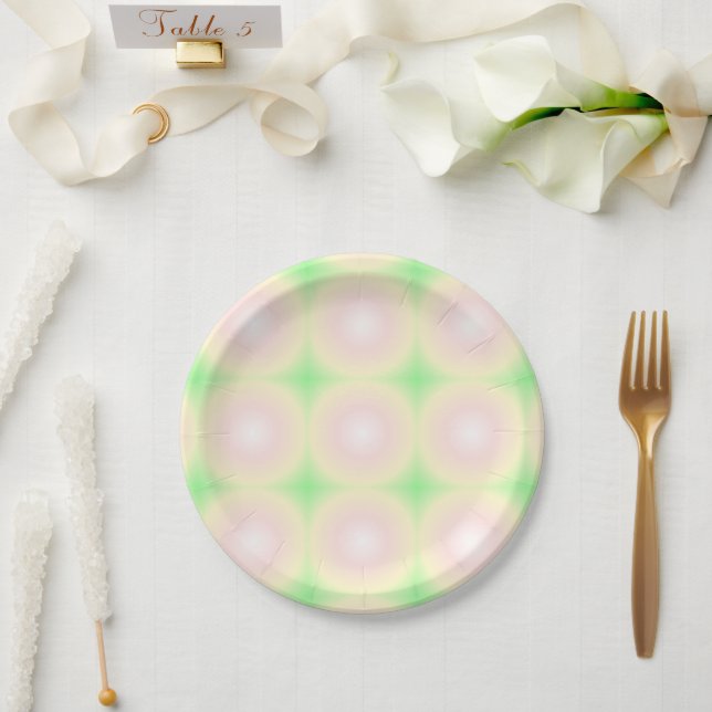 Weiße grüne Rose Weißes 3D-Lichtbogenmuster Pappteller (Hochzeit)