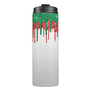 WEISSE GRÜNE ROTE GLITZER TEXTURE SEHEN TROPFEN THERMOSBECHER