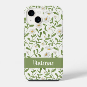 Weiße Grüne Sonnenblume Wasserfarbe Wildblumen Nam iPhone 14 Hülle