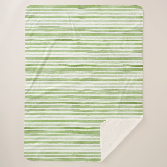 Weiße Grüne Streifen Sherpadecke (Vorderseite)