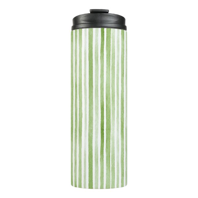 Weiße Grüne Streifen Thermosbecher (Vorderseite)