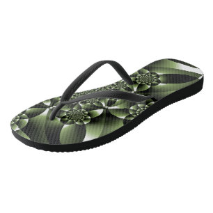Weiße Grüne Wald Blatt Blütenblätter Flip Flops