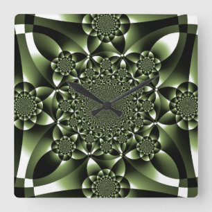 Weiße Grüne Wald Blatt Blütenblätter Quadratische Wanduhr