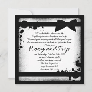 Weiße Grunge schwarze Band Hochzeit lädt ein Einladung