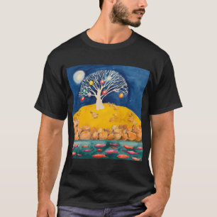 Weiße Gummibaum mit Christbaumkugeln T-Shirt
