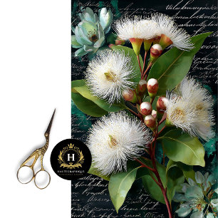 Weiße Gumnut und Magnolienblüten Dekoupage Seidenpapier