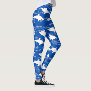 Weiße-Hai-Armee-Grün-Monogramm-Leggings Leggings